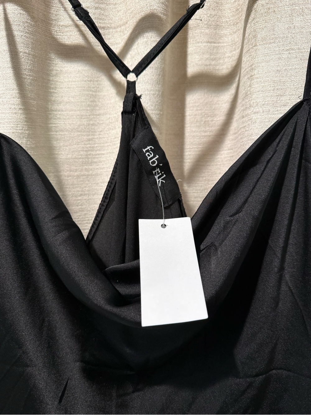 fab'rik Black Satin Slip Mini Dress - Picture 2 of 3